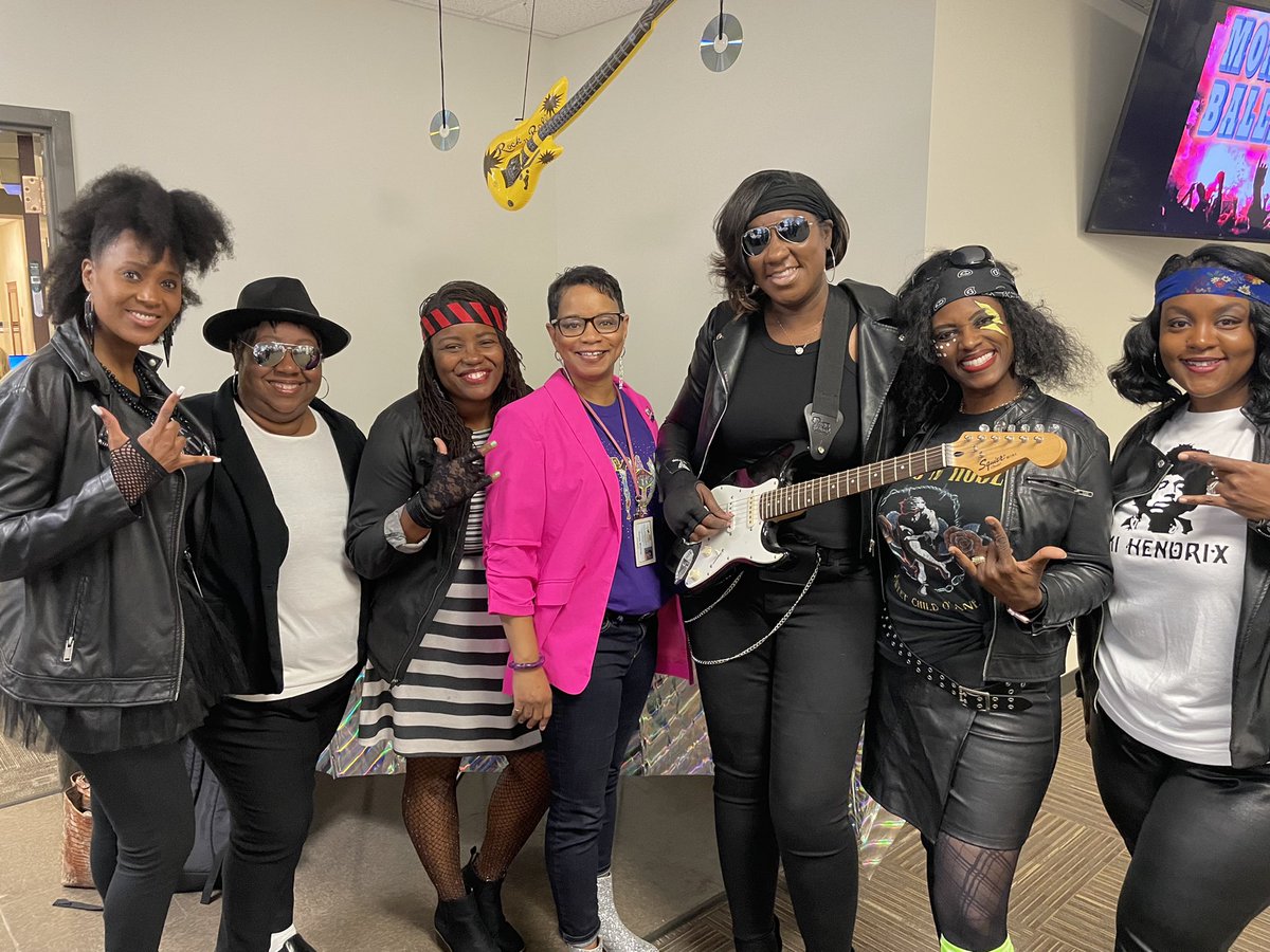Check out all of this #BlackGirlMagic for our Rock Star themed Principals’ Meeting🖤