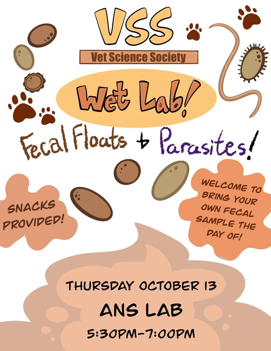 tamucvss's tweet photo. Join us today at the animal science lab for some snacks and fecal testing! You’re welcome to bring your own animal’s fecal sample to test if you’d like! https://t.co/LmVq7Kz3iY