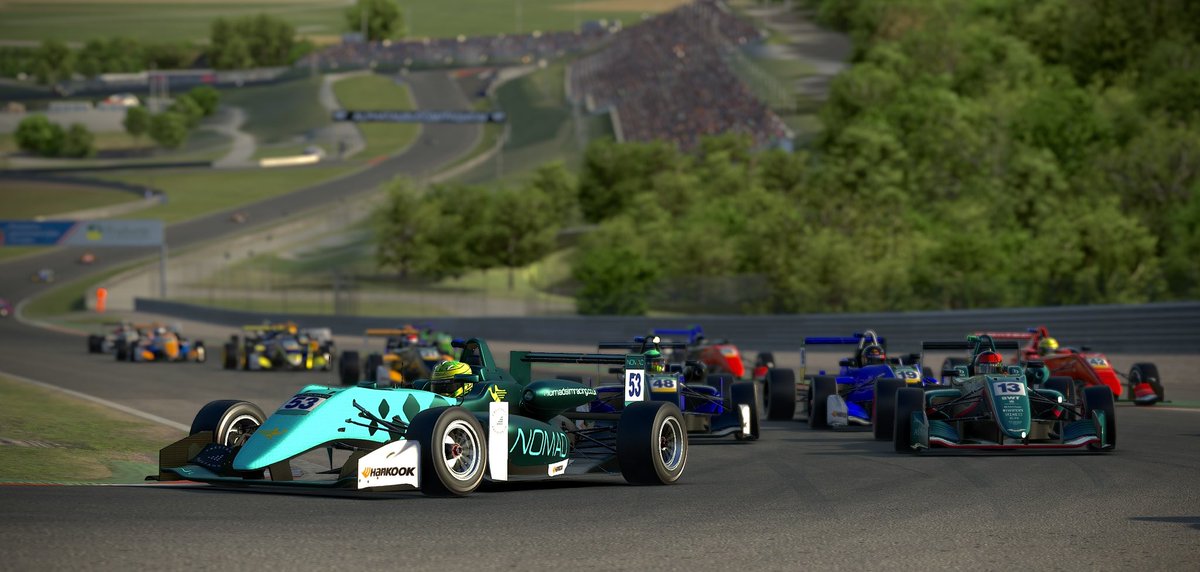Last night new recruit Alex continued his participation in <a href="/theBUKC/">BUKC</a> <a href="/Club100racing/">Club100 Racing</a> championship on <a href="/iRacing/">iRacing</a>

This pic is from early in the sprint race, which Alex ended up finishing in a strong P3 after some great fights. 

#iracing #simracing #esports