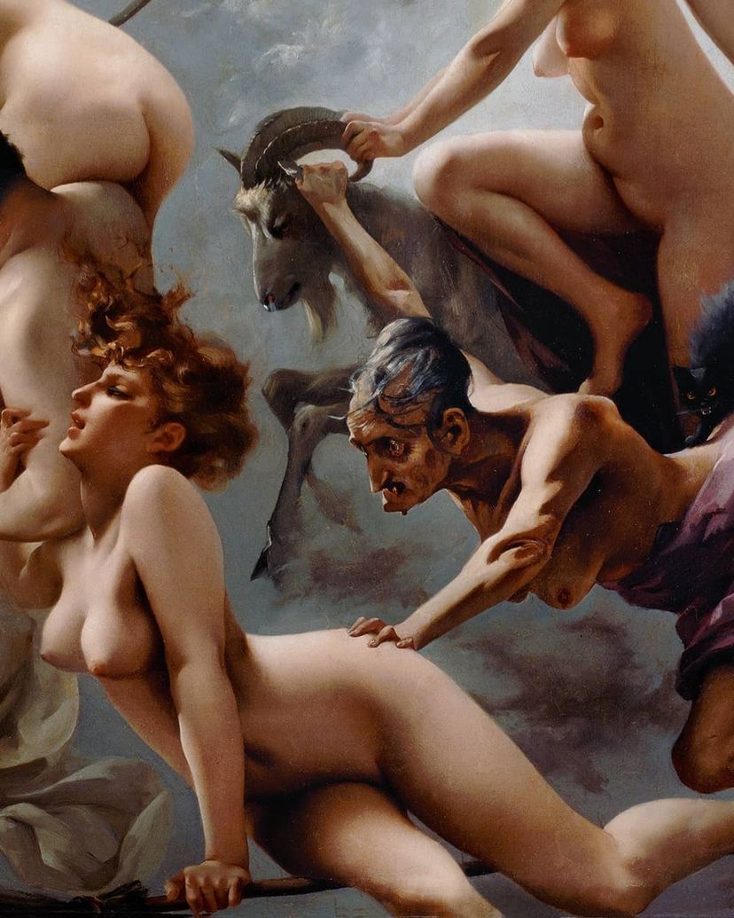 AcademiaAesthe1's tweet photo. Witches Going to their Sabbath, 1878, Luis Ricardo Falero, Private Collection, Monza, Italy https://t.co/jKNzIiZw5M