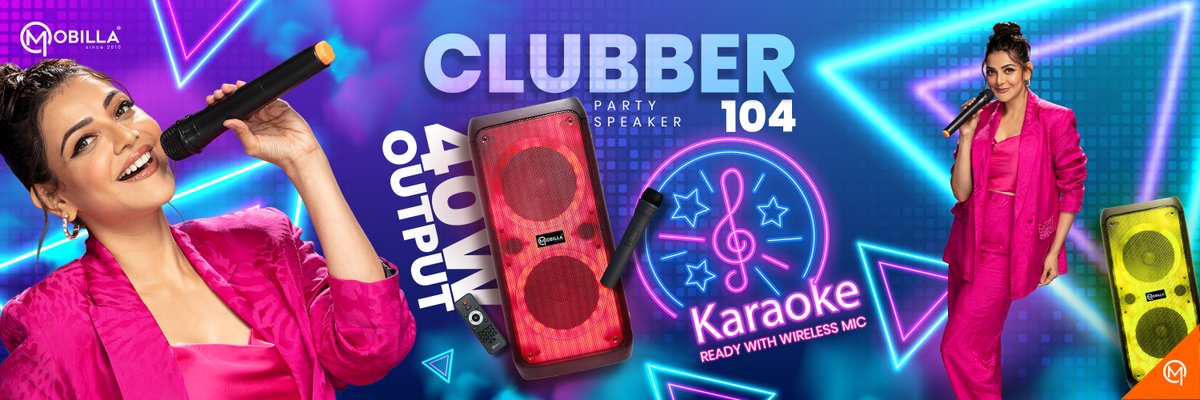 Mobilla0fficial's tweet photo. Sometimes only listening to music is not enough!
Singing is also required!
Clubber 104 is karaoke ready and comes with a wireless microphone for when it's time to sing along!
@kajalaggarwalofficial
.
.
#Mobilla #kajalaggarwal #Clubber102 #Partyspeaker #speaker #karaoke #Mic https://t.co/9u19UdlGMQ