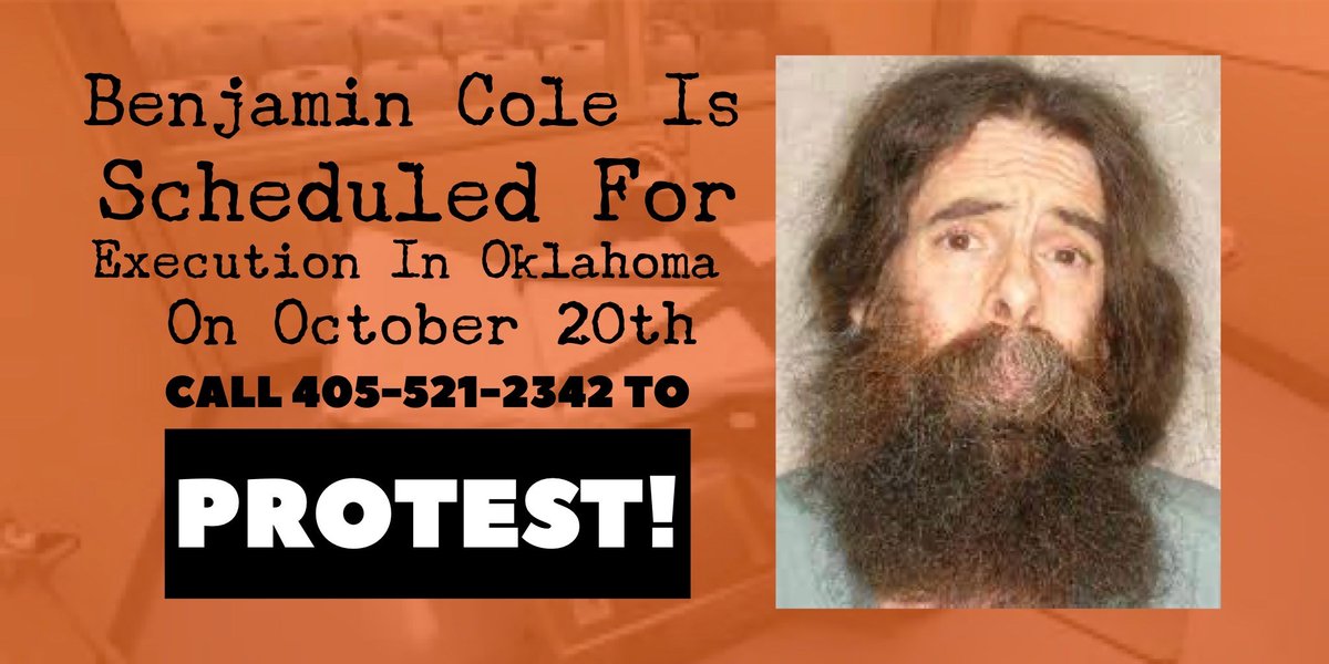 KarineOmry's tweet photo. While #BenjaminCole's attorneys try to halt this outrageous execution, it's our duty to make our voices heard. Please call/tweet @GovStitt TODAY with this clear message: don't kill the mentally ill!
#StopExecutionsOklahoma 
@OKCADP @okprogressnow @ArchOKC https://t.co/3FyfDGMYT5