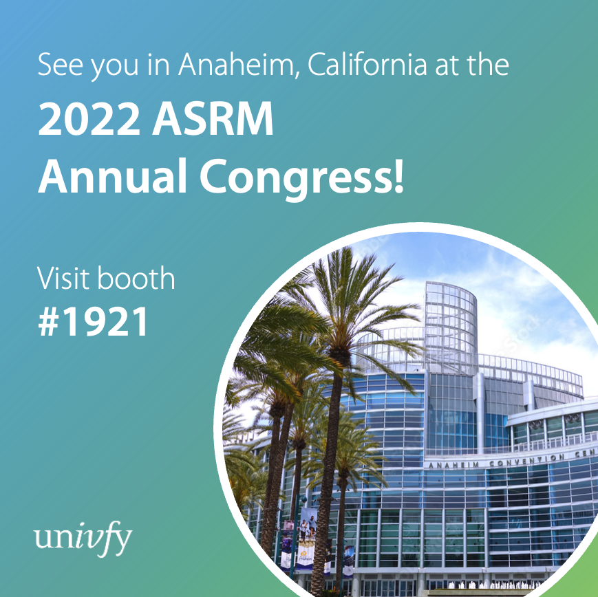 Univfy's tweet photo. We've got a lot of exciting news at Univfy! Stop by booth #1921 at ASRM to learn the scoop. We hope to see you in Anaheim! 🌴 @ReprodMed #ASRM2022 #ASRMAnnualCongress #ASRM2022 #ivf #fertility #fertilitytechnology #aifertility https://t.co/uKi2TNJGia