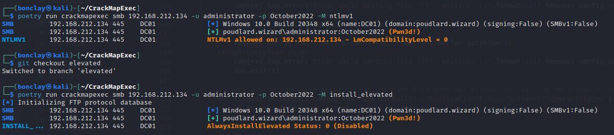 mpgn_x64's tweet photo. New update on CrackMapExec 🔽

➡️ Upload/download with MSSQL -guervild 
➡️ Exploit KeePass (discover, trigger) @d3lb3_ 🔥
➡️ ACL read with LDAP @BlWasp_ 
➡️ Check ntlmv1 (postex) @Tw1sm 
➡️ Check alwayselevated (postex) -bogey3
➡️ Improved export on cmedb @gray_sec 

🪂 https://t.co/vcpLBgdqpI