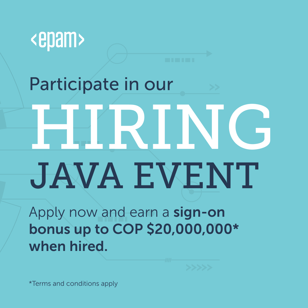 EPAM_Colombia's tweet photo. Apply today for one of our Java roles and discover your career opportunities at #EPAMColombia. Come engineer the future with us! Book your interview today: https://t.co/7vdte57MvN https://t.co/UMakYOoc35
