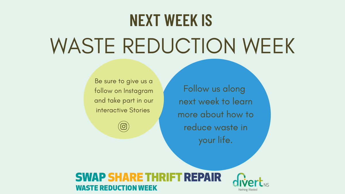 Next week is Waste Reduction Week! Be sure to follow us along for tips &amp; tricks to reduce waste and to check out what we will be up to.