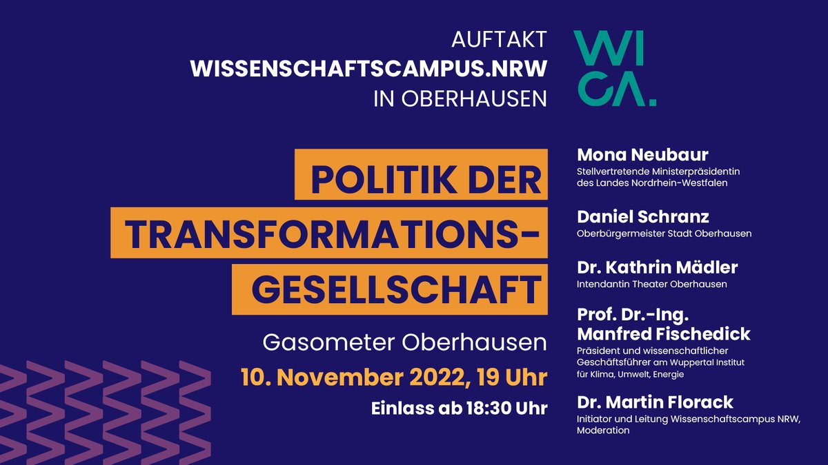 Wir begehen den #WICAAuftakt! Meldet euch unter obhsn.de/wica an und feiert mit. #transform #involve #connect