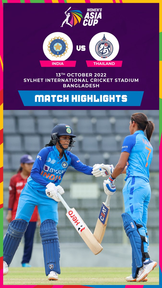 ACCMedia1's tweet photo. A comprehensive victory for India 🇮🇳, courtesy an all-round dominance over Thailand 🇹🇭.
Catch the match highlights for #INDvTHAI here 📺
https://t.co/MeI1VyMeLw
#WomensAsiaCup2022 #AsianCricketCouncil #ACC https://t.co/8Aevtw7SaZ