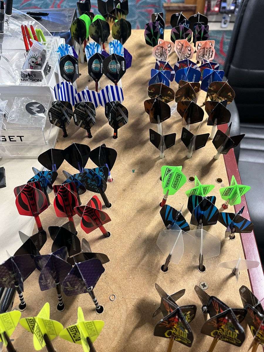 Dartsshopsth's tweet photo. Got all the new darts on order , Being released in the coming month, NOT sure were we can fit them in 😂 , But we will do so, Adding to our already 650 sets available in Store , WA119NB, Try them out First. So you get what you actually want Various flights &amp; stems Ready to use https://t.co/X2MIr7UEdX