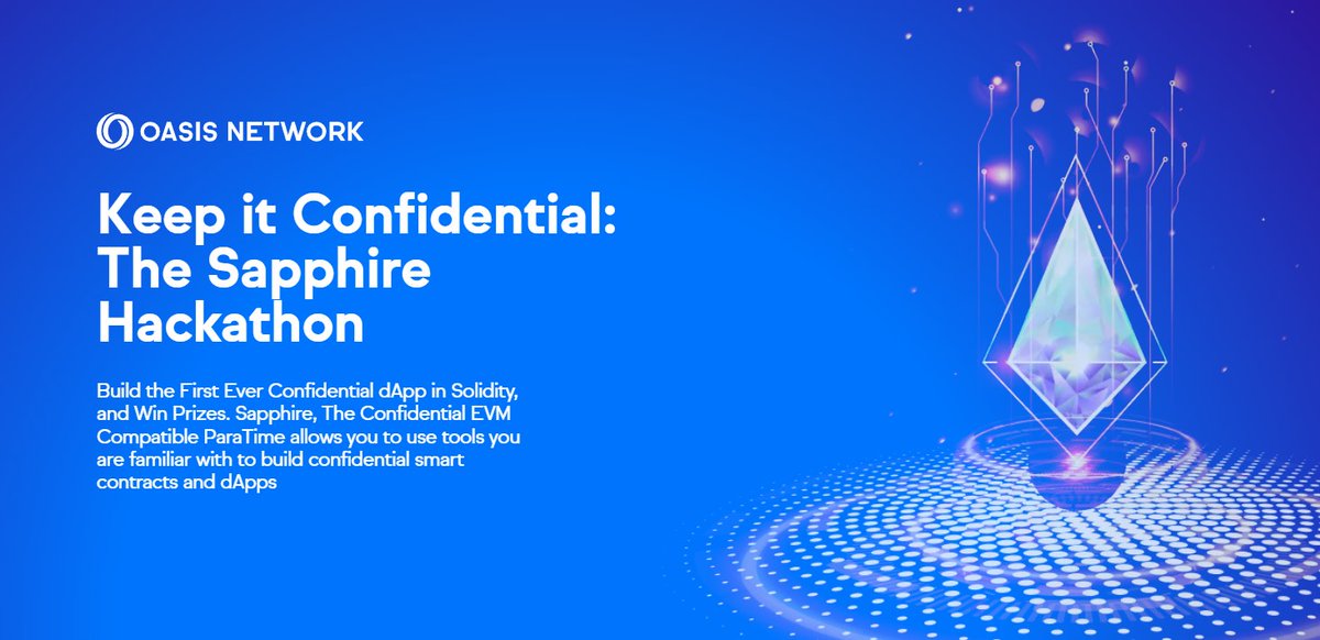 ajagbealexandra's tweet photo. The very first @OasisProtocol Sapphire Keep it Confidential Hackathon submission deadline has been extended till October 21st 2022.
All eligible participants are to deploy their SC/dApps to Sapphire testnet.
https://t.co/kbxDBvajcE
#keepitconfidential
#Saphhire
#hackathon https://t.co/CadPnMfuhm