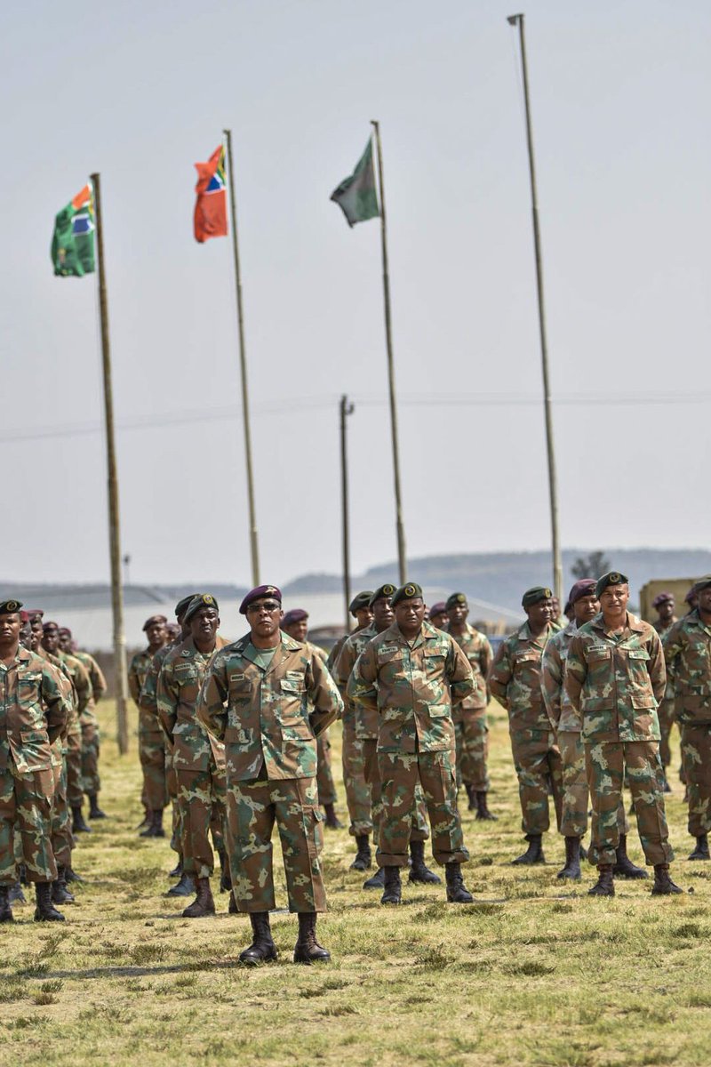 SANDF_ZA's tweet photo. READ || Brigadier General Lester Gardiner, the Chief of Staff Joint Operational Headquarters bid farewell to the 10 SA Infantry Battalion on the eve of their deployment to the #DRC. 

https://t.co/3thLDn0RK7

#SANDF
#JointOperationsDivision
#RSABATT
#DRC https://t.co/VBU0PO8zn5