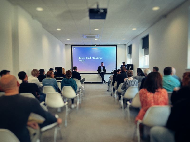 theNBS's tweet photo. Today was our Q3 Town Hall- a quarterly get-together where we share exciting news and updates from around the business and hear from our leadership team💡 

Colleagues tuned in remotely, as well as in the office, to hear about what's next for NBS - watch this space! 👀#LifeAtNBS https://t.co/Y2Bxy5sofD