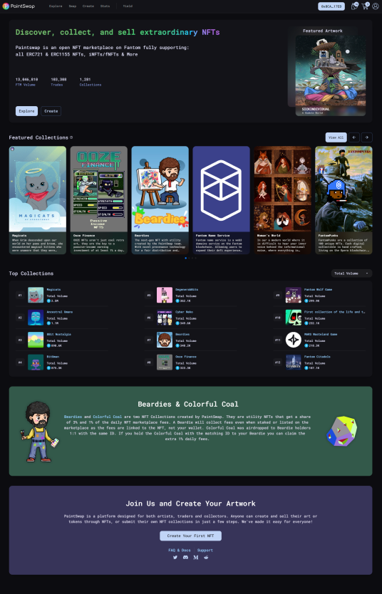 The new home page includes: 
- Featured collections.
- Top collections by multiple sorting options.
- Homepage banner &amp; basic stats about the marketplace.
- New top level menu with expandable links. 
- New collection posters with names &amp; basic stats. (2/4)