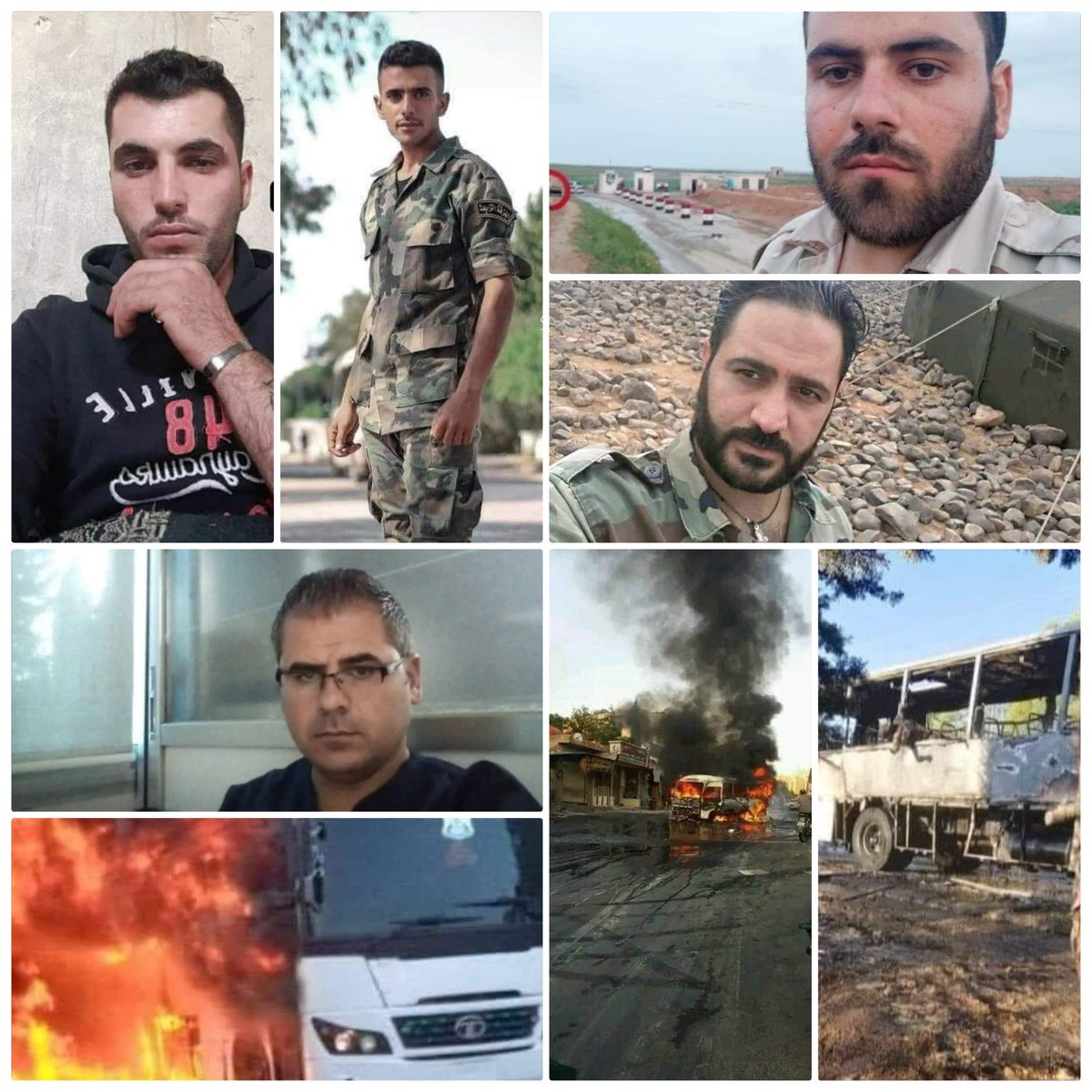 k7ybnd99's tweet photo. ارتفاع عدد قتلى عناصر الأسد في تفجير باص المبيت إلى 22 إضافة إلى جرح 27 عنصراً آخرين جميعهم في العناية المشددة https://t.co/v4JMOZ1fmM