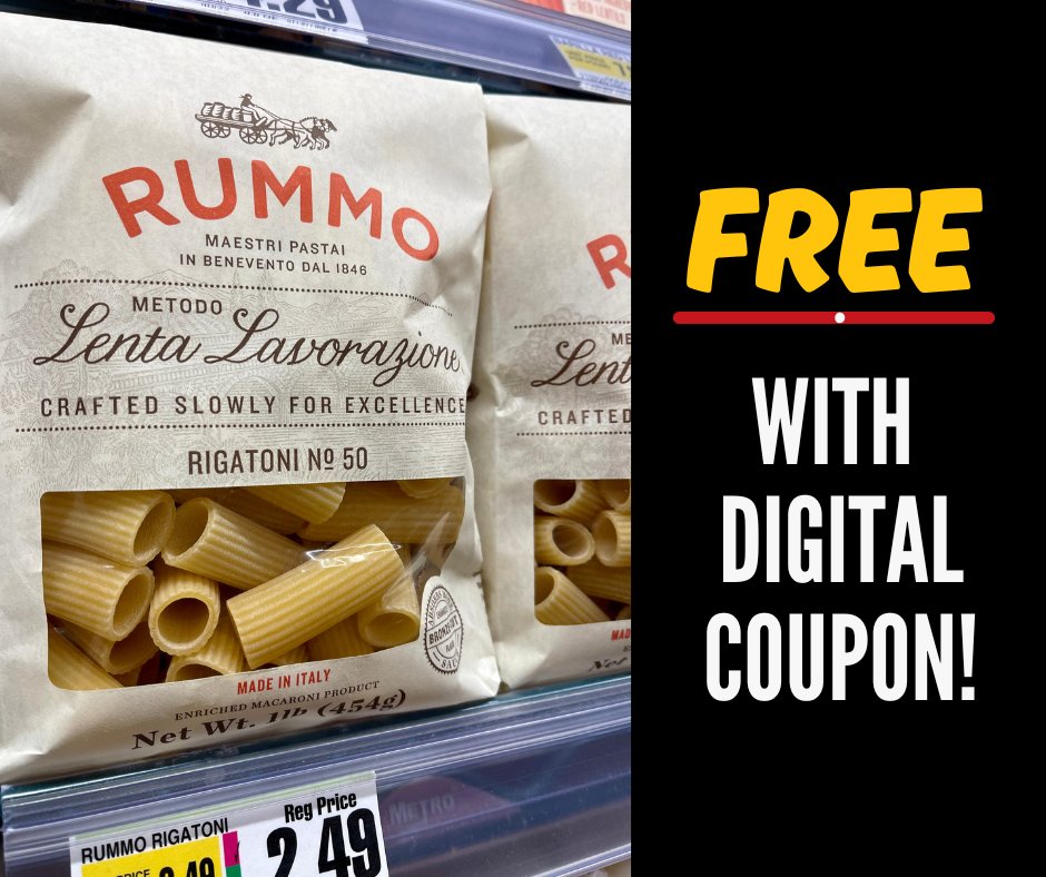 Try Rummo Pasta for #FREE only on Thursday 10/13. Pasta tastes better when it's FREE! Stop by pair it with your favorite sauce, and you've got yourself some dinner! Don't forget to download the coupon to redeem the offer: bit.ly/3RY4022