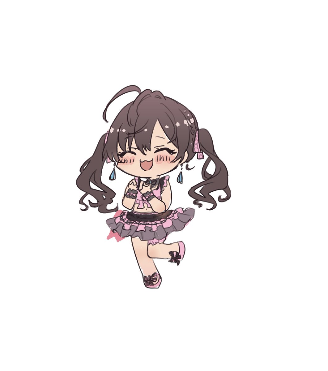 1girl chibi solo twintails closed eyes ahoge jewelry  illustration images