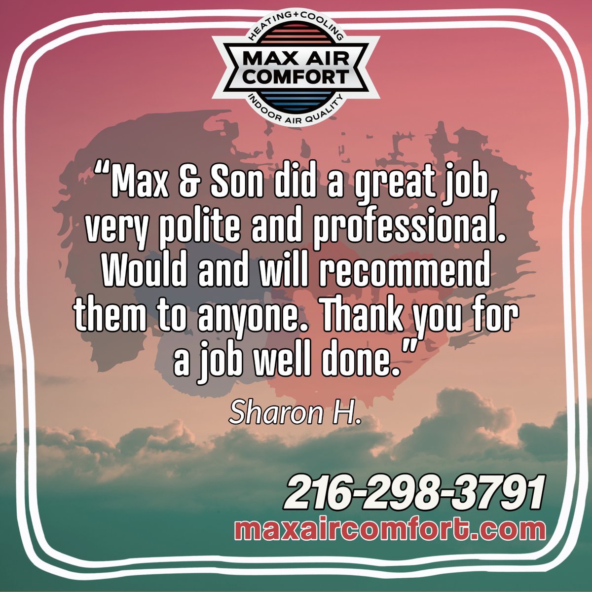 MaxAirComfort's tweet photo. MAX service with MAX care – that's our way! Thanks for sharing your experience, Sharon. It was our pleasure to provide you with excellent service!
https://t.co/Jnfp9Oijod https://t.co/6oa4eertVZ