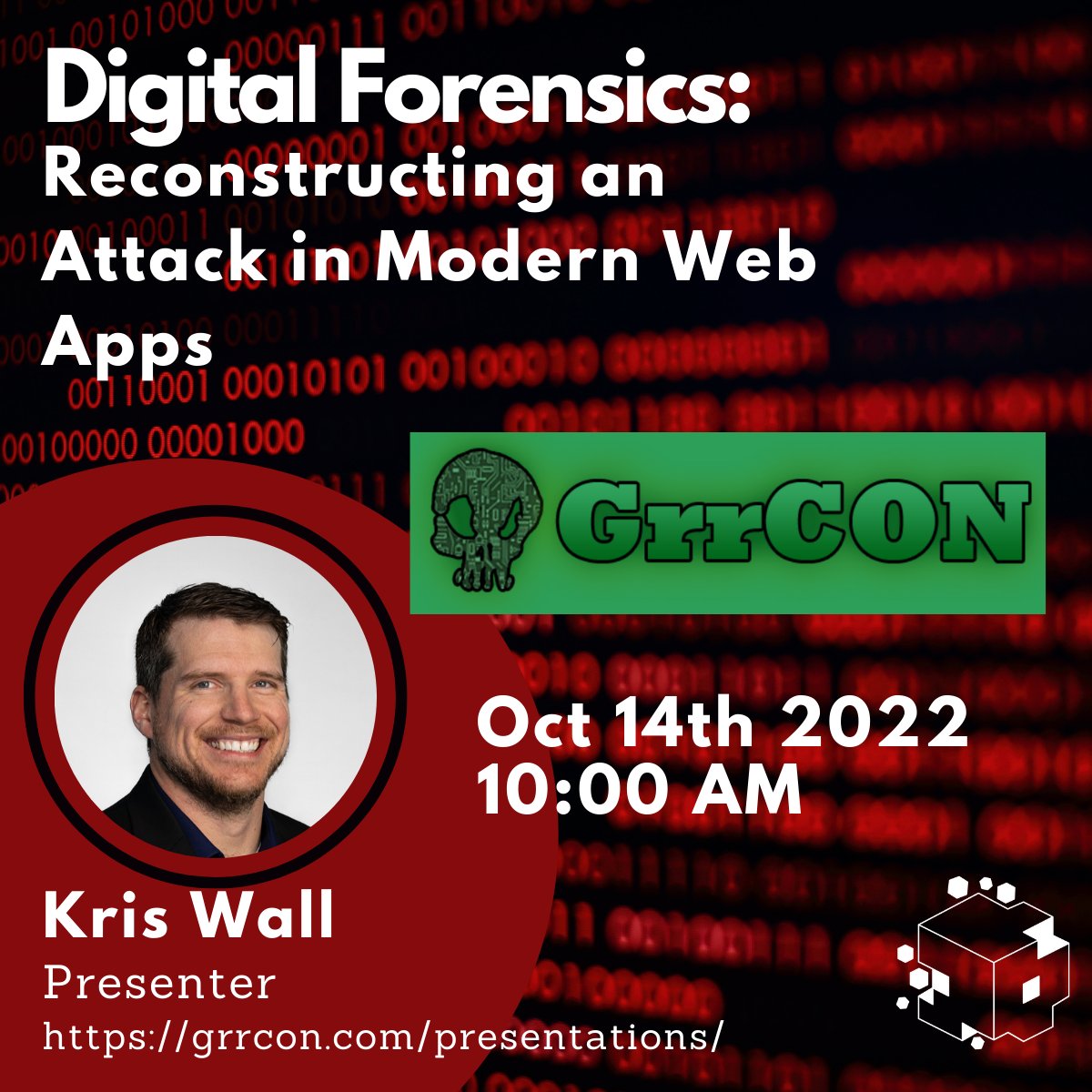 Our <a href="/CrossSite_Kris/">Kris Wall</a>  was selected to present on #DigitalForensics. If you are in Grand Rapids, MI (<a href="/GrrCON/">GrrCON</a> ) and want a technical dive into Reconstructing an Attack in Modern Web Apps, please stop by Friday.
