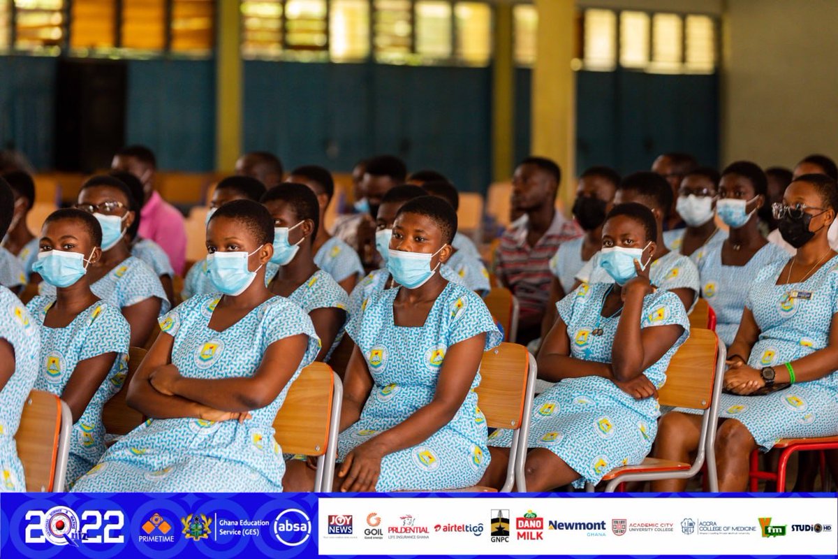 NSMQGhana's tweet photo. KNUST SHS AUDI:

End of Round 4: 

Krobo Girls’ SHS: 32pts 
St. Mary’s Girls’ SHS: 27pts
Bueman SHS: 8pts

One more round to go. It’s getting tensious🤯

#NSMQ2022 #NSMQPrelims #Primetime https://t.co/HDJ1eVxkY0