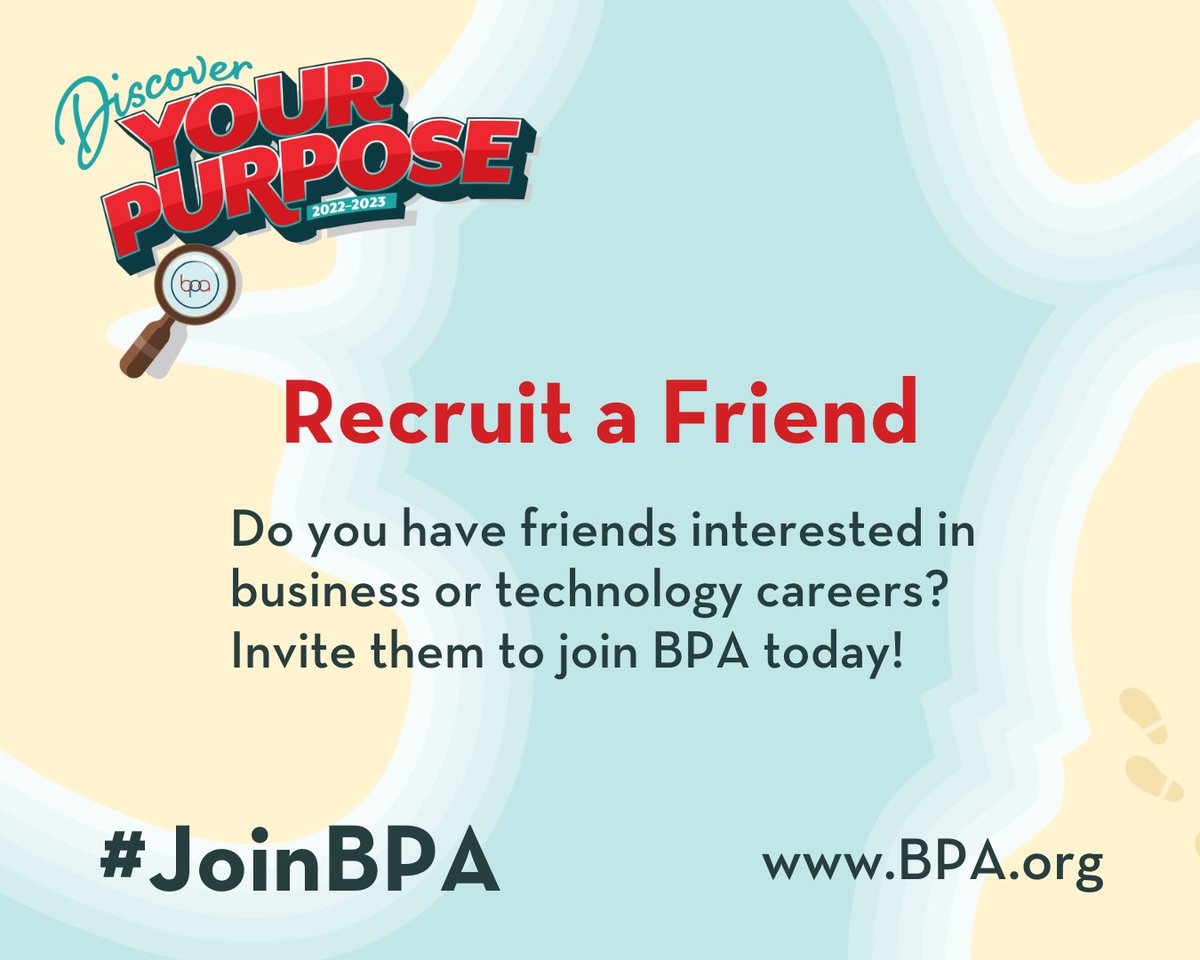 BPAconnect's tweet photo. Celebrate BPA Membership Week by inviting friends to join BPA and gain all the benefits of membership. The more the merrier!  #JoinBPA https://t.co/nORerX8o1z