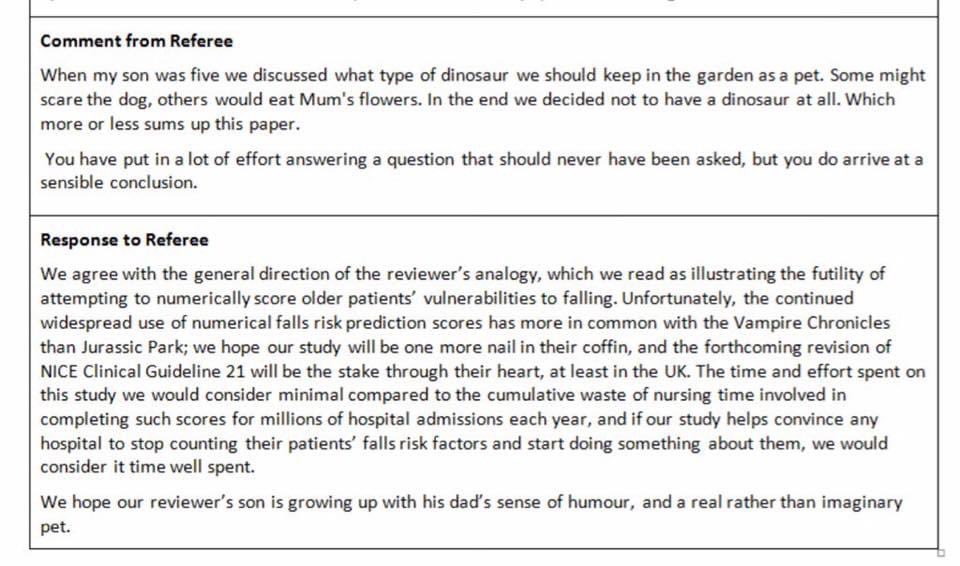 “We hope our reviewer’s son is growing up with his dad’s sense of humour, and a real rather than imaginary pet” 

#AcademicTwitter #academicchatter