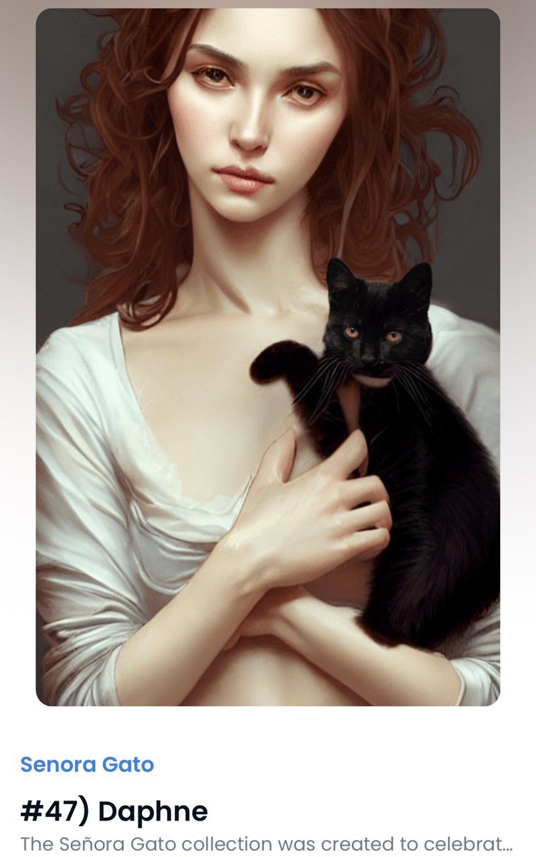 LuminoskittyNFT's tweet photo. “Daphne” is in the house!🐈 #NFT #NFTCommunity #NFTs #NFTGiveaway #NFTCollection #NFTGiveaways #nftart #NFTdrop #NFTcollections #nftcollector #NFTProject #Cryptocurency #cryptoart #Crypto #cryptocurrencies #altcoin #DeFi #Metaverse #gamer #GameFi #art #opensea #ETH #AI #BTC #Cat https://t.co/GVETPyFhEL