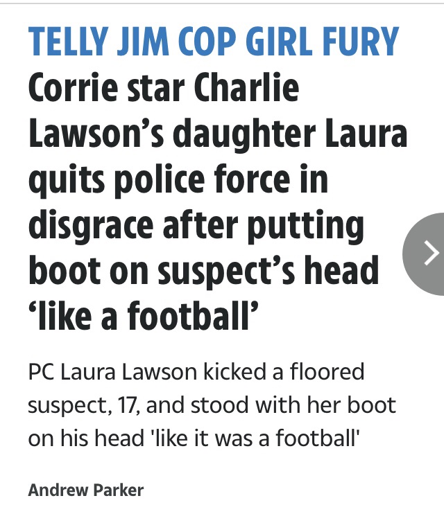 HBakerlite's tweet photo. @charlie_lawson1 Here ..your ex-cop daughter is a real dickhead ... #thug https://t.co/H0C5rOEnQV