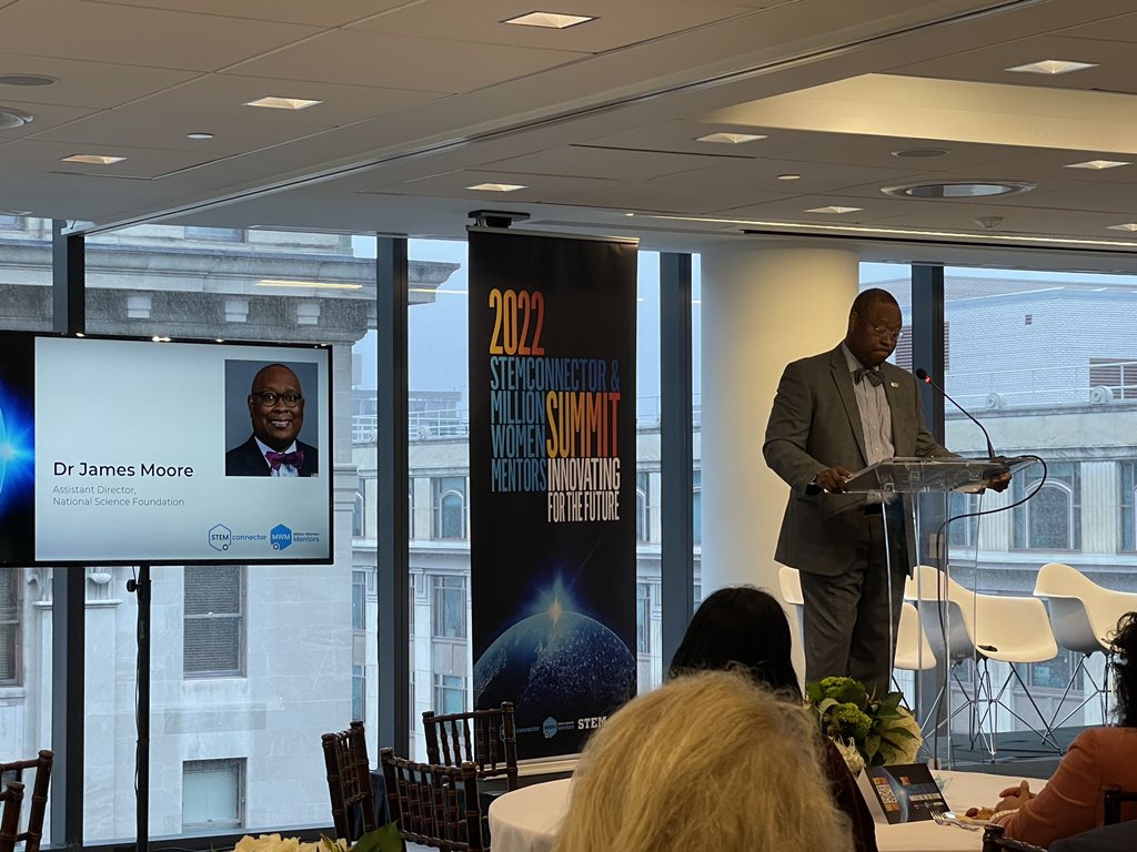 Dr. James Moore, Assistant Director of NSF shares wisdom about STEM: “great minds come from every zip code,” “Corporate America doesn’t ‘give’ anything, they make ‘investments’! And “STEM is a human right!” #innovatingforthefuture