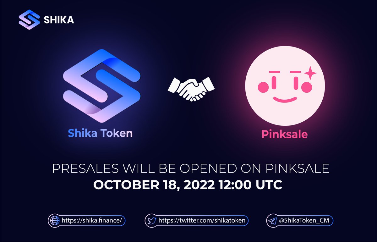 shikatoken's tweet image. 🔔Upcoming #ShikaToken Pre-sale on @pinkecosystem 

🕰Start 12:00 UTC OCT 18, 2022 

🪙Official Presale Link: pinksale.finance/launchpad/0x7c…
🔵SC: 200BNB  🟢HC: 400BNB
🥞 Listing Pancakeswap
Ⓜ️ CMC &amp;amp; Coingecko FastTrack

📌 How to buy Pre-sale: docs.pinksale.finance/invest/how-to-…
#SHIKA #PinkSale