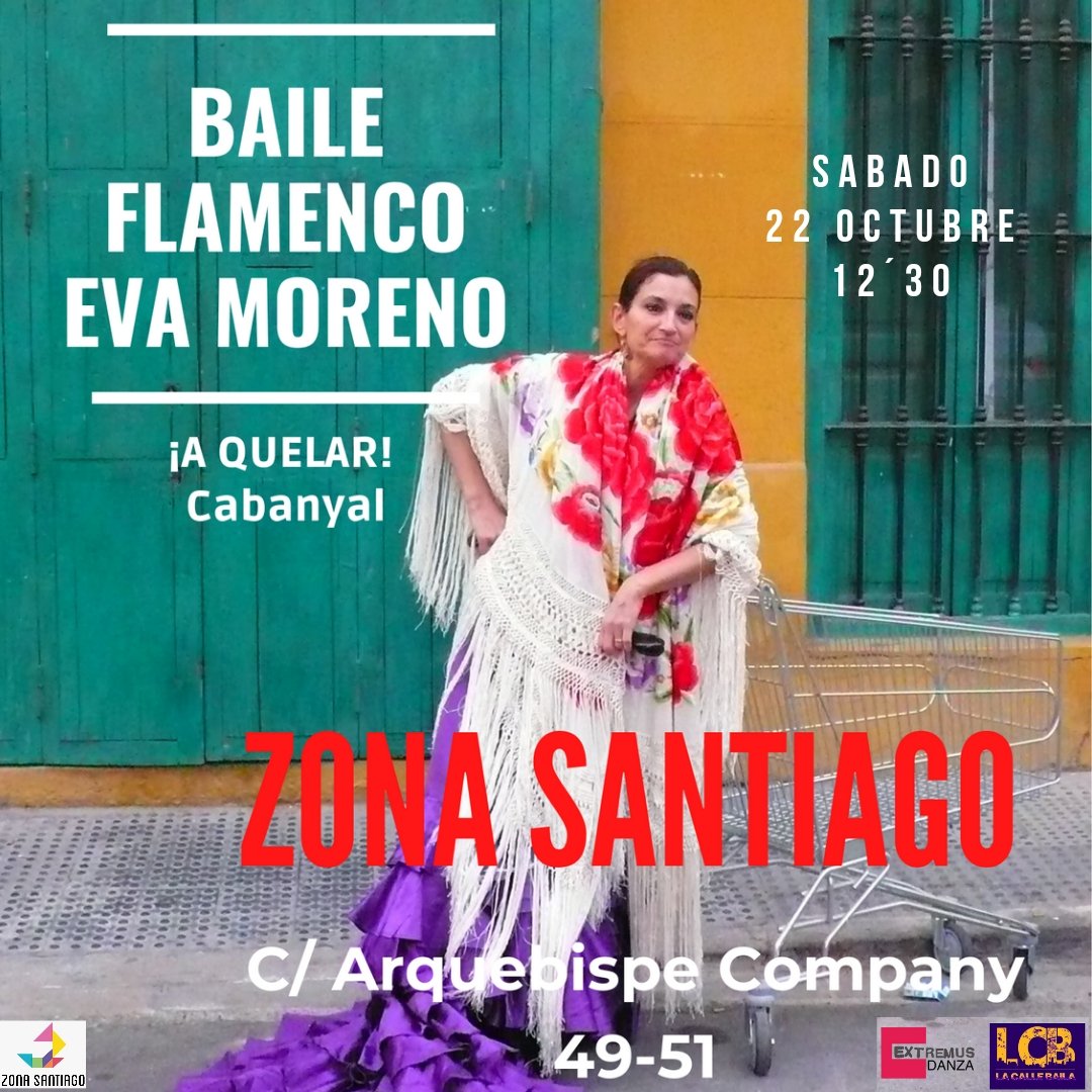 📢TALLER DE FLAMENCO
Ven a conocer más sobre el flamenco! 💃🏻
La #ZonaSantiago abre sus puertas al proyecto ¡A QUELAR! que viene de <a href="/extremusdanza/">@ExtremusDanza</a> y @la_calle_baila para todas las edades! 💯
🗓️ Sabado 22 de Octubre 
🕧 12:30
📍C/Arquebisbe Company 49-51
🎟 Gratuito
#DelPatiAlBarri