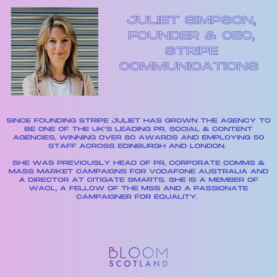 BloomScotland's tweet image. MEET THE PANELISTS ... 
Just 7 of 120 tickets left! Can’t wait to see you all there, make sure to grab a ticket before they go! 💜