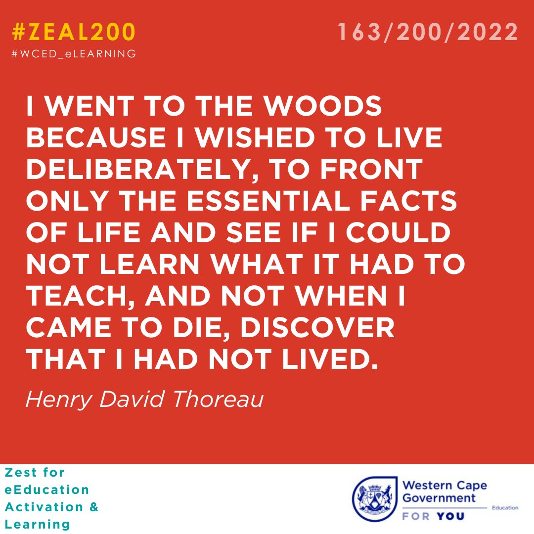 WCED_eCulture's tweet photo. #ZEAL200
Zest for eEducation Activation & Learning
Today marks DAY 163/200/2022
Remember:
"Whatever you choose to do, do it with Z.E.A.L"
Share your thoughts and experiences in the comments.
Don't forget to follow our hashtag!
#WCEDeLearning #elearning #wced https://t.co/9kvpf0a3co
