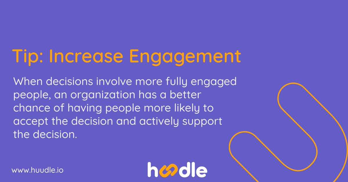 Huudleio's tweet photo. Increase the number of #engaged people, and let them be involved in #decisions.
#Huudle #decisionmaking #engagement #engagepeople #betterfasterdecisions #collaboration #stopmeeting #starthuudling #selfmanagement #collectivemanagement #futureofwork https://t.co/TuAfKsOGCa