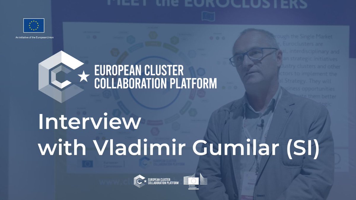 Clusters_EU's tweet photo. EUROCLUSTERS build🌉across 🇪🇺countries, sectors &amp; disciplines, but this is not all! The initiative supports 🇸🇮 SMEs with:
⭐applying for funding,
⭐finding partners,
⭐sharing good practices in 🇪🇺 &amp; beyond.

@vgumilar1 will tell you more in our interview
📹https://t.co/XDqakEZr2z https://t.co/QKQeK3sVLv
