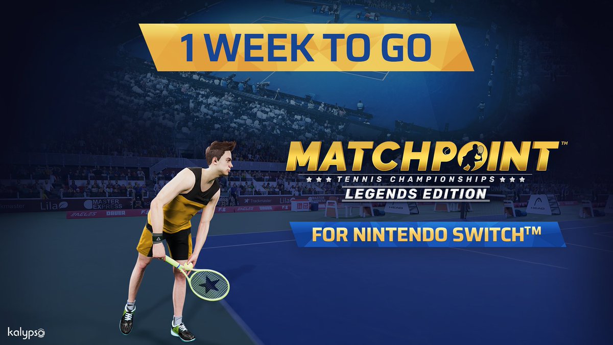 kalypsomedia's tweet photo. Only 1 week to go until you can play #MatchpointGame on the go – prepare your rackets for the release on Nintendo Switch on October 20th! 🎾 https://t.co/13YaeDFjg7