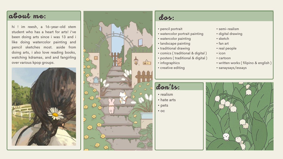 reeshearts_'s tweet photo. — ꒰ welcome to @reesheart_'s galore .ᐟ ꒱

hello, artsy people! my name is reesh, and i'm now open for both art commissions and ghostwriting services. read my sheets below for more info ♡ https://t.co/HlS3gDNblN