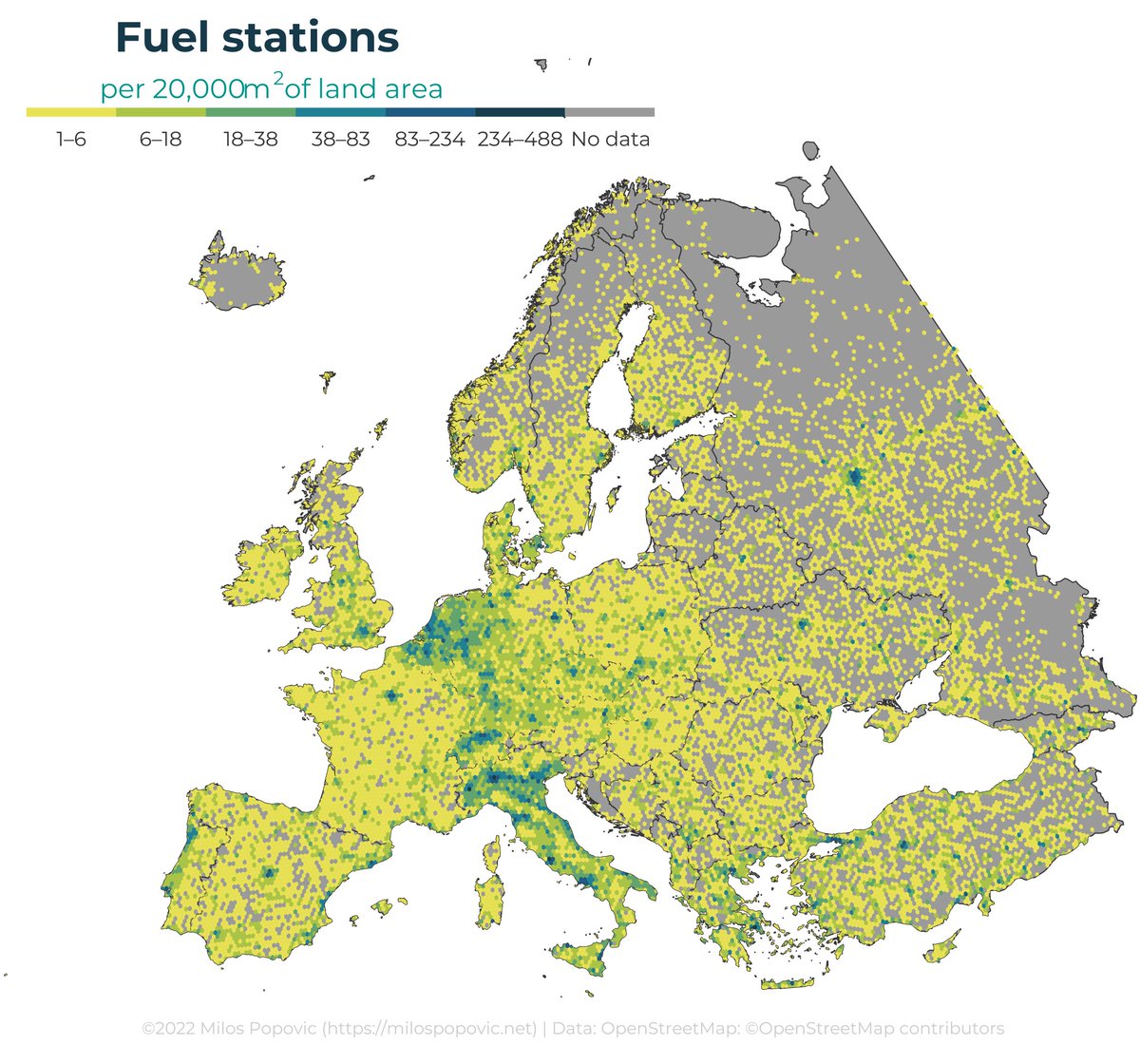I mapped fuel stations ⛽ using OpenStreetMaps data

#oil #fuel #petrol #RStats #DataScience #dataviz #maps