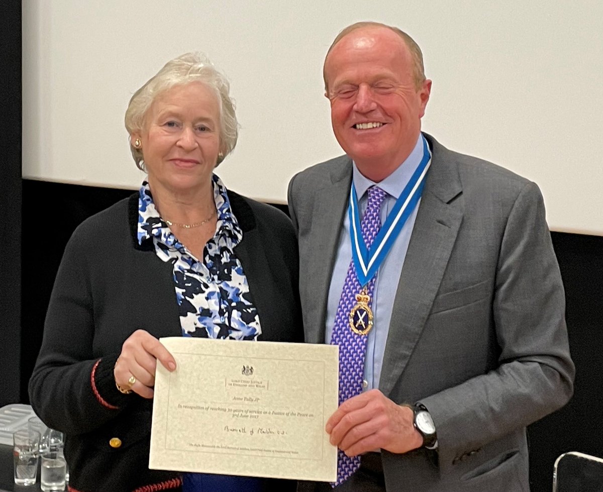 DevonSheriff's tweet photo. A pleasure to attend the South & West Devon Bench Day (the first in person since Covid), to thank JPs for their voluntary service in the face of several challenges and to give Long Service Awards to JPs Louise Ferris and Anne Tully. Many thanks Chair Alastair Camp. #LocalJustice https://t.co/61kkBD2aVL