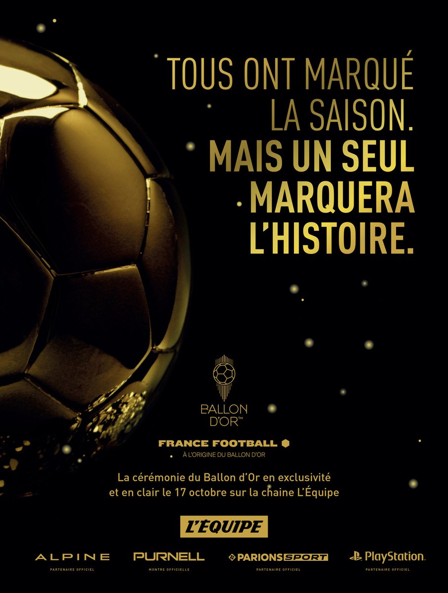 𝑻𝒐𝒖𝒔 𝒐𝒏𝒕 𝒎𝒂𝒓𝒒𝒖𝒆́ 𝒍𝒂 𝒔𝒂𝒊𝒔𝒐𝒏
𝑴𝒂𝒊𝒔 𝒖𝒏 𝒔𝒆𝒖𝒍 𝒎𝒂𝒓𝒒𝒖𝒆𝒓𝒂 𝒍'𝒉𝒊𝒔𝒕𝒐𝒊𝒓𝒆

Rendez-vous lundi pour la cérémonie du Ballon d'Or 🌕

#ballondor