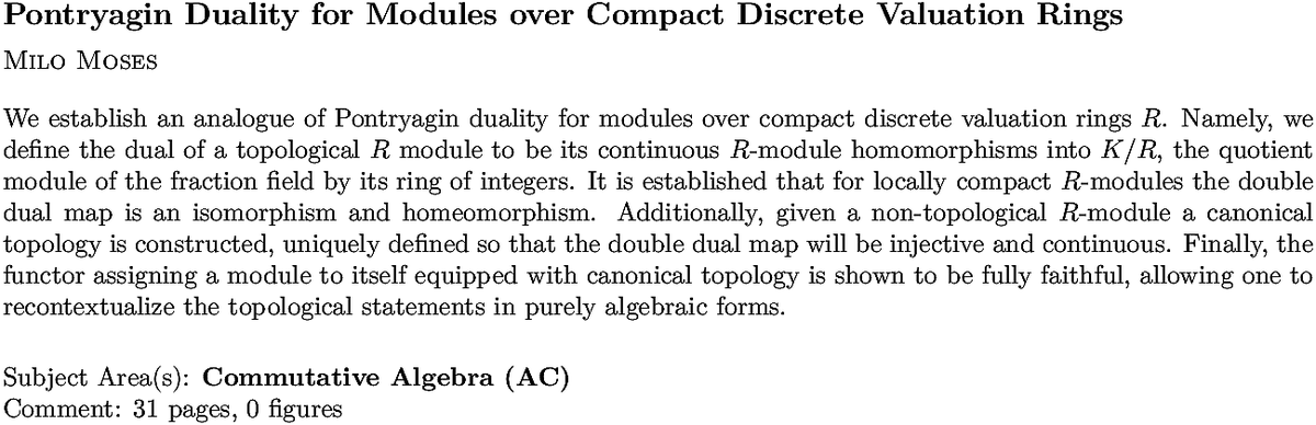 math.AC Commutative Algebra arXiv submissions tweet media
