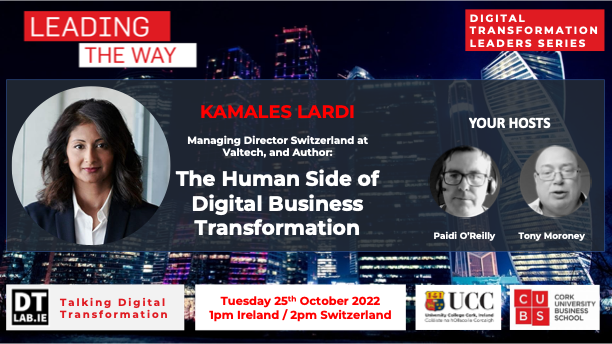Tony Moroney (@betamoroney) on Twitter photo The #Human Side of #DigitalTransformation - live debate with <a href="/KamLardi/">Kamales Lardi #DigitalTransformation #neuroscience</a> 25th October 2022
<a href="/DTLabUCC/">Digital Transformation Lab</a> Free Reg: eventbrite.ie/e/human-side-o…
<a href="/Shi4Tech/">💙 #TechForGood 💙</a> @EvaSmartAI <a href="/enilev/">Eveline Ruehlin</a> <a href="/bimedotcom/">BusinessIntelligence</a> <a href="/IanLJones98/">Ian Jones</a> <a href="/Khulood_Almani/">Dr. Khulood Almani | د.خلود المانع</a> <a href="/sonu_monika/">Dr. Monika Sonu I Founder Healthinnovationtoolbox</a> <a href="/mikeflache/">Mike Flache</a> <a href="/FrRonconi/">Franco Ronconi 🇮🇹</a> <a href="/AkwyZ/">Antonio Vieira Santos</a> <a href="/Nicochan33/">Nicolas Babin</a> <a href="/sallyeaves/">Sen. Sally Eaves</a> The #Human Side of #DigitalTransformation - live debate with <a href="/KamLardi/">Kamales Lardi #DigitalTransformation #neuroscience</a> 25th October 2022
<a href="/DTLabUCC/">Digital Transformation Lab</a> Free Reg: eventbrite.ie/e/human-side-o…
<a href="/Shi4Tech/">💙 #TechForGood 💙</a> @EvaSmartAI <a href="/enilev/">Eveline Ruehlin</a> <a href="/bimedotcom/">BusinessIntelligence</a> <a href="/IanLJones98/">Ian Jones</a> <a href="/Khulood_Almani/">Dr. Khulood Almani | د.خلود المانع</a> <a href="/sonu_monika/">Dr. Monika Sonu I Founder Healthinnovationtoolbox</a> <a href="/mikeflache/">Mike Flache</a> <a href="/FrRonconi/">Franco Ronconi 🇮🇹</a> <a href="/AkwyZ/">Antonio Vieira Santos</a> <a href="/Nicochan33/">Nicolas Babin</a> <a href="/sallyeaves/">Sen. Sally Eaves</a>