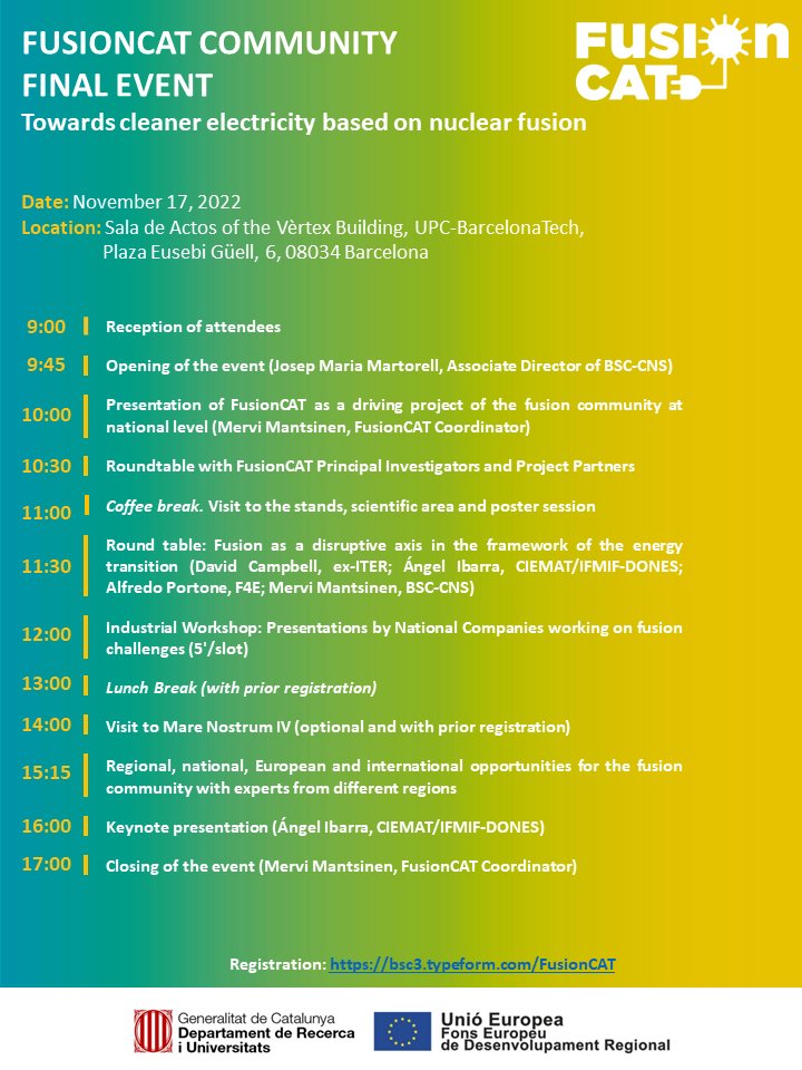 BSC_CNS's tweet photo. ⚛️Are you a company working in the fusion sector?
Join the #FusionCAT Community Event & participate in the round tables, industrial workshop, international speakers...
🗓️ 17/12
⏲️ 9:30
📍@la_UPC
➡https://t.co/TQgtzbMukc
#FEDERrecerca #FonsUEcat #fusion #business #energy https://t.co/ryWR5CJ2e0