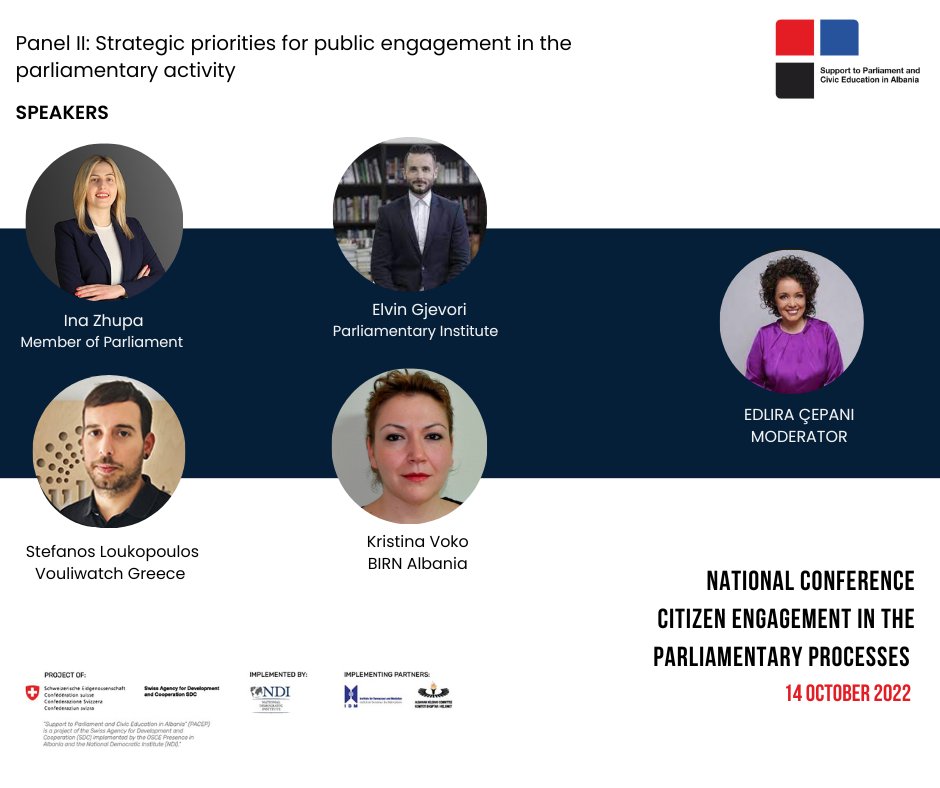 IDM_Albania's tweet photo. 🗣Meet our speakers
Panel II: Strategic priorities for public engagement in the parliamentary activity
National Conference "Citizen engagement in the parliamentary processes"
🗓️14.10.2022🕤09:30📍Rogner Hotel Tirana
#PACEP https://t.co/87OAMm2NDG