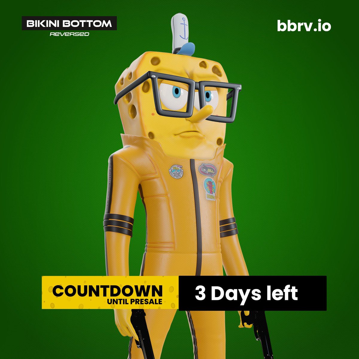 Only 3 days left to mint! Check out our Spongi in Kill Bill costume! Don‘t miss this train. #SolanaNFT