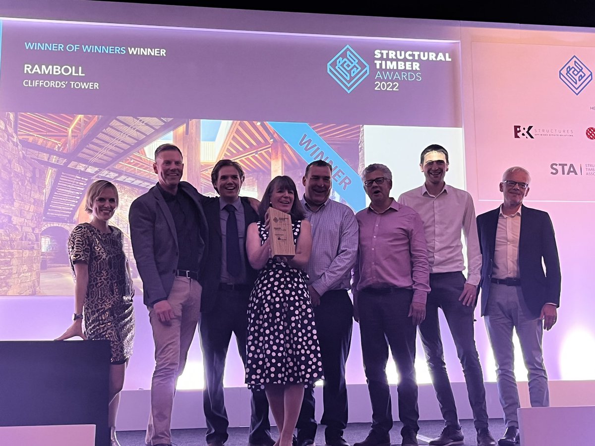 Last night Mark Cregan (Construction Director) attended the Structural Timber Awards as a guest of @ramboll_uk The night was a huge success with Clifford's Tower winning awards for Leisure Project of the Year and Winner of Winners. Well done Team what a great acheivement.