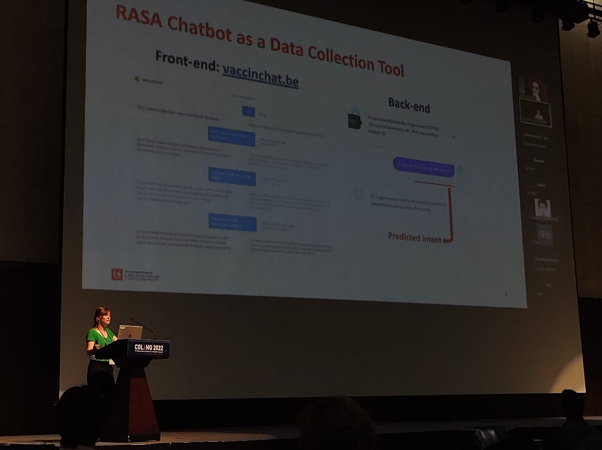 CLiPS (@clipsua) on Twitter photo This morning VaccinChat, a Dutch/Flemish FAQ corpus and chatbot about COVID-19 vaccination were presented at COLING2022 by Jeska Buhmann (<a href="/JeskaLVDL/">Jeska Buhmann</a>).
#coling2022 #faqchatbot #domainadaptation #taskadaptation #DutchLM This morning VaccinChat, a Dutch/Flemish FAQ corpus and chatbot about COVID-19 vaccination were presented at COLING2022 by Jeska Buhmann (<a href="/JeskaLVDL/">Jeska Buhmann</a>).
#coling2022 #faqchatbot #domainadaptation #taskadaptation #DutchLM