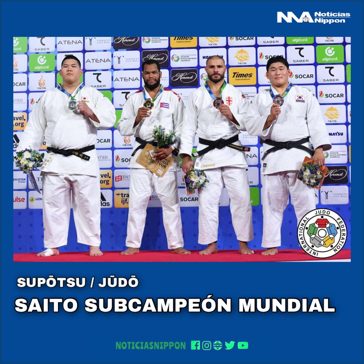 NoticiasNippon's tweet photo. [JŪDŌ] judoca nipón #Saito Tatsuru se adjudicó la medalla de plata del Campeonato del Mundo  #Taskent2022 en la categoría de más de 100 kilos en #Uzbekistán.

Detalles: https://t.co/gPvQLwh0ob

#柔道  #2022世界柔道選手権  #ウズベキスタン  #Judo #noticiasnippon #noticiasdejapón https://t.co/ZwgIx0o1dp