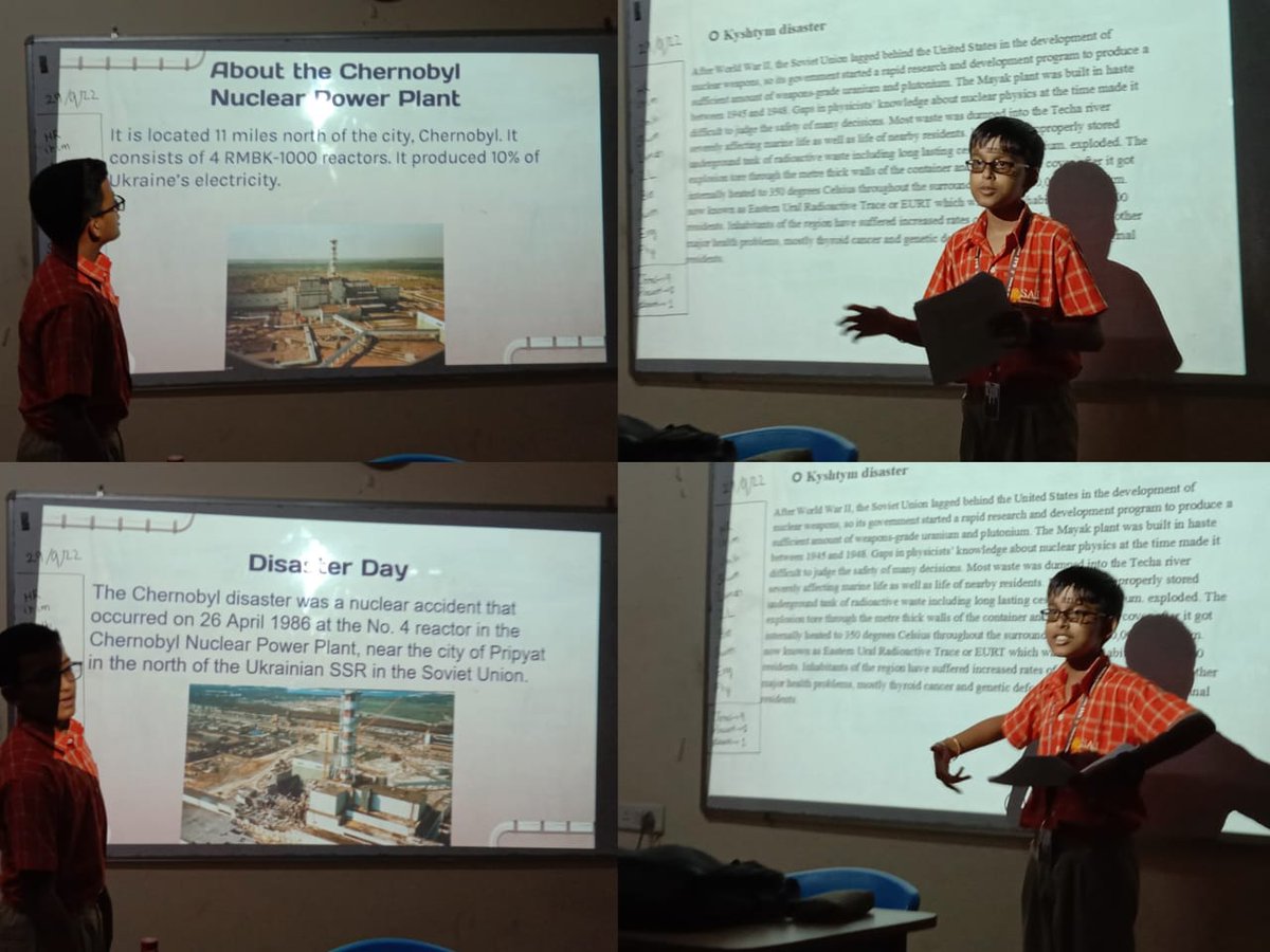 SAI_Edu_In's tweet photo. Cambridge students of Class VII reviewing some of the chemical disasters such as Chernobyl & Bhopal Gas Tragedy which led to biomagnification.
#Research& Presentation
#ExperientialLearning
#ActiveLearning
#EngagedLearners
#StudentLedClassroom https://t.co/vfpkPGAfdz