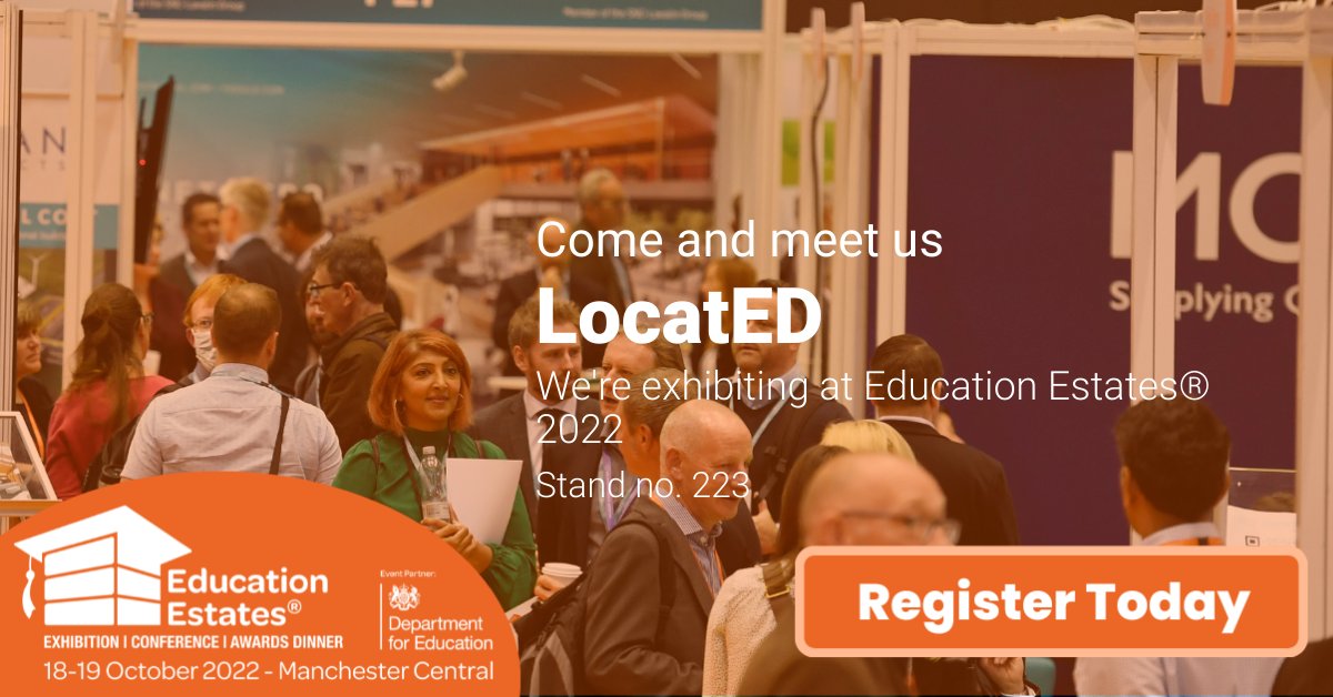LocatEDproperty's tweet photo. Next week, we'll be at @EduEstates - visit stand 223 to talk to our Property Team! And head to the Estates &amp; FM Stage where we'll explore #estateefficiency ideas at 2.30pm on 18 Oct, and futureproofing the #furthereducation estate at 11.30am on 19 Oct. See you there! https://t.co/uV73E6ybG1