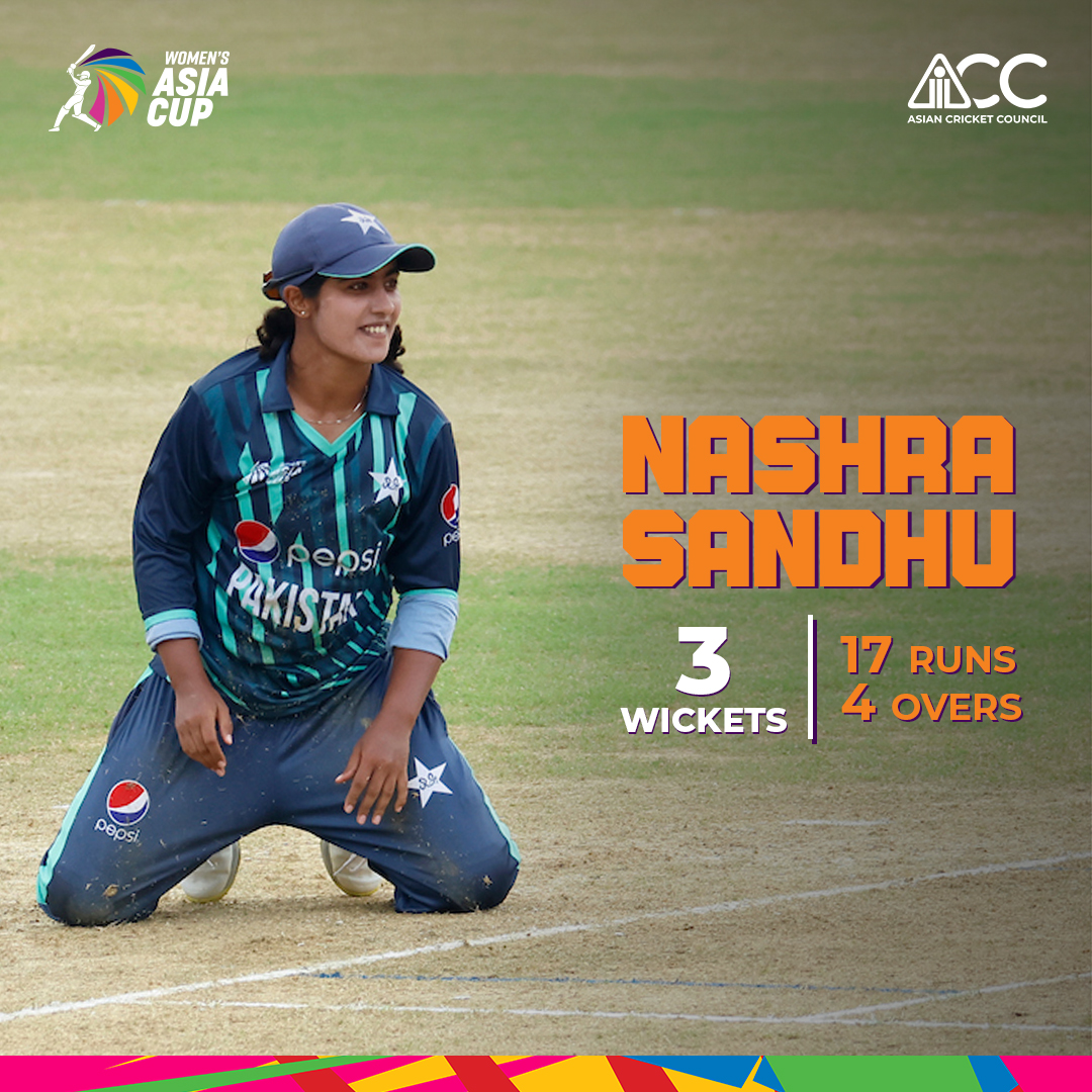 ACCMedia1's tweet photo. Nashra Sandhu 🇵🇰 was economical, clinical and took wickets at crucial moments in the match, which helped restrict Sri Lanka to a defendable score.
How do you rate her performance? 👇
#PAKvSRL #WomensAsiaCup2022 #AsianCricketCouncil #ACC https://t.co/E5pmMyRB16